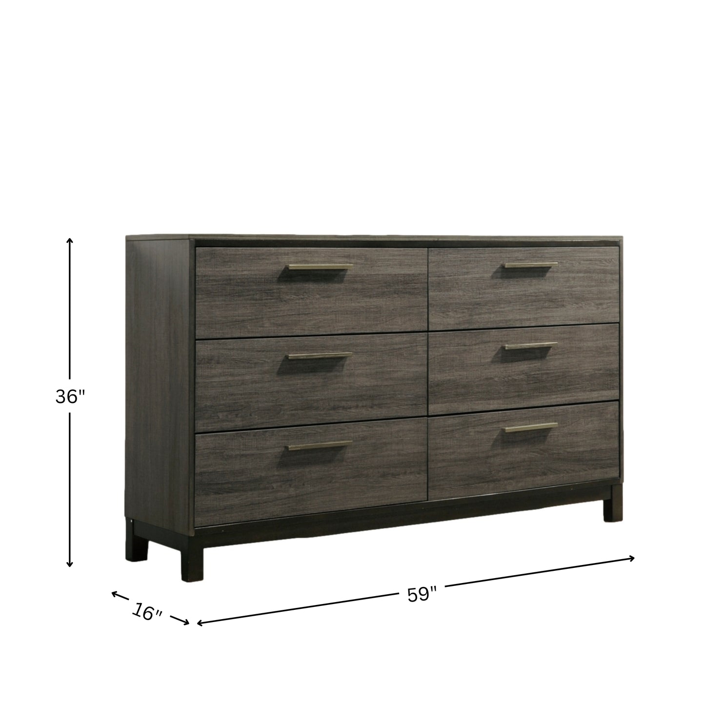 Ioana Antique Grey Finish Wood 6-Drawer Dresser