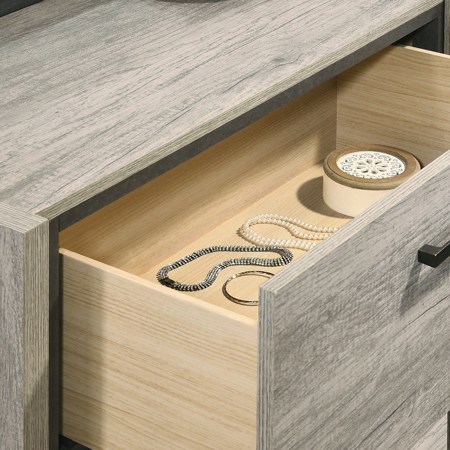 Roundhill Furniture Lenca 2-Drawer Nightstand - Weathered Gray