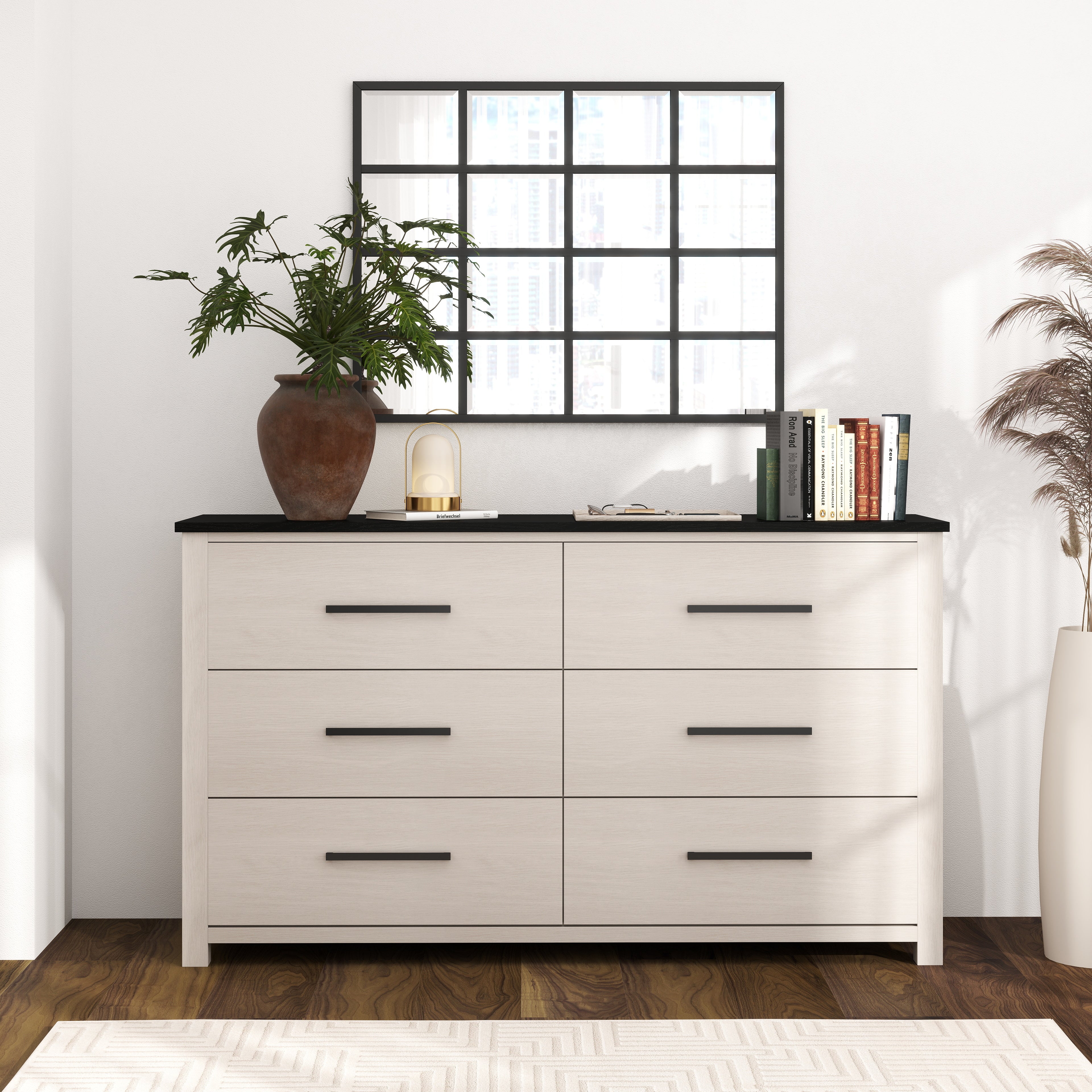 big dresser white jiteentarou Malm for Bedroom, 55 Inch Full High Gloss Dresser with 7 Drawers, Modern Large Wood Chest of Drawer Handle Free, Living Room, Entryway, Hallway, White : Home & Kitchen Tall dresser not only occupy less space Big Valley Whitestone 6 Drawer