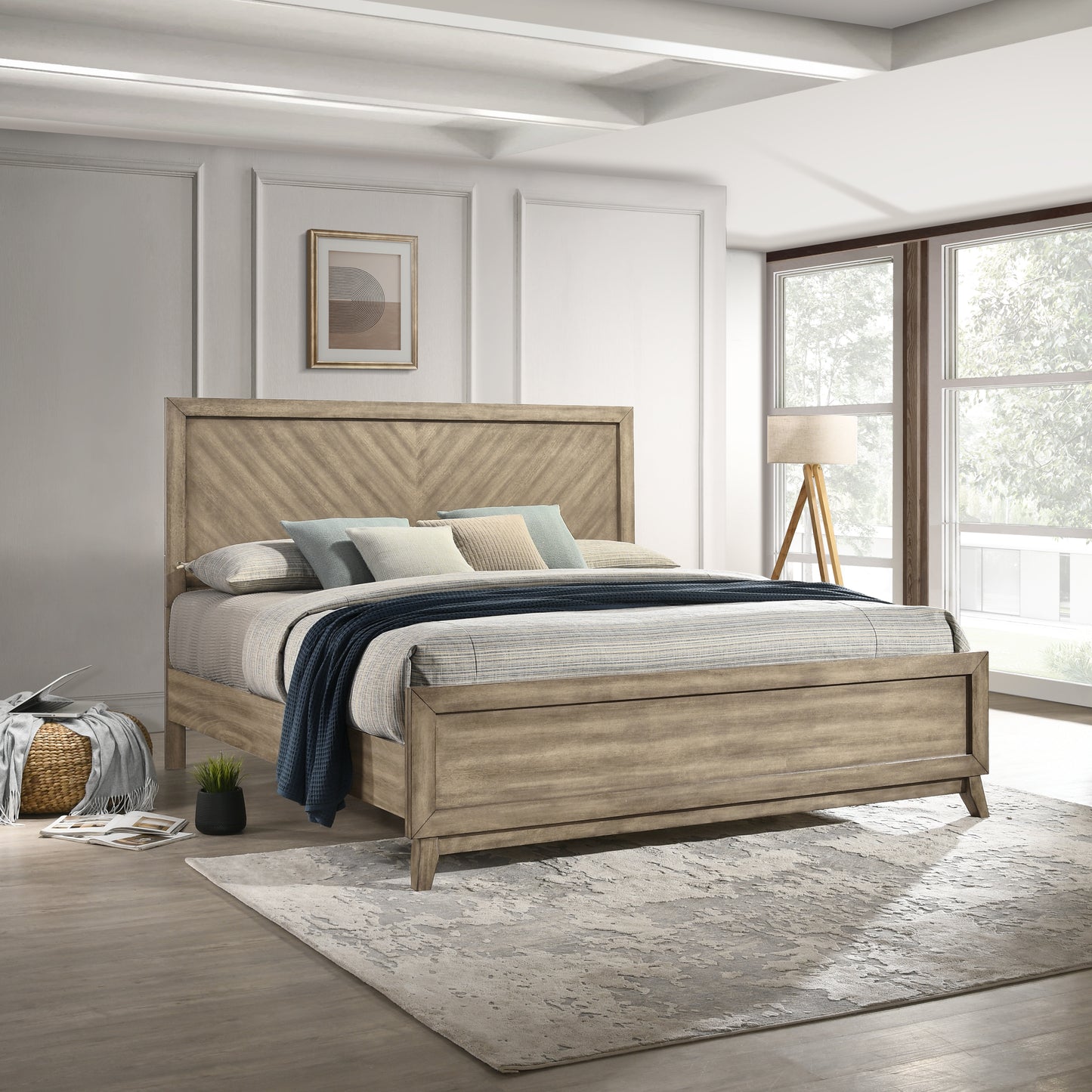 Roundhill Furniture Arena Contemporary Wood Panel Bed in Antique Gray