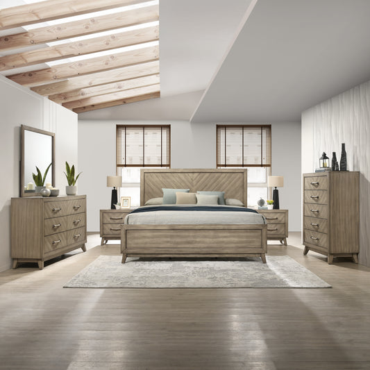 Roundhill Furniture Arena Contemporary Wood Bedroom Collection in Weathered Sand