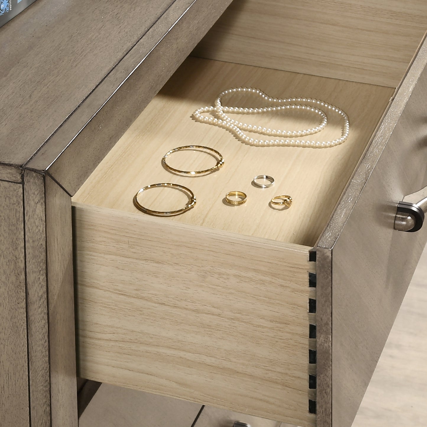 Roundhill Furniture Arena Contemporary 2-Drawer Nightstand in Antique Gray