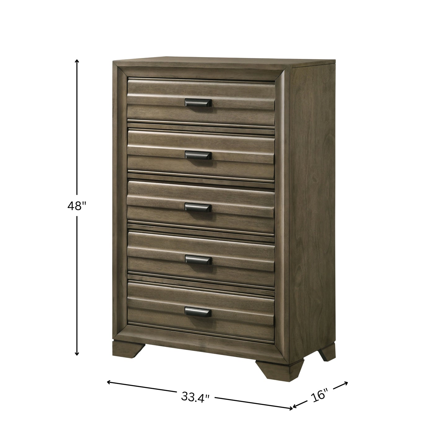 Loiret Light Gray Finish Wood 5-Drawer Chest
