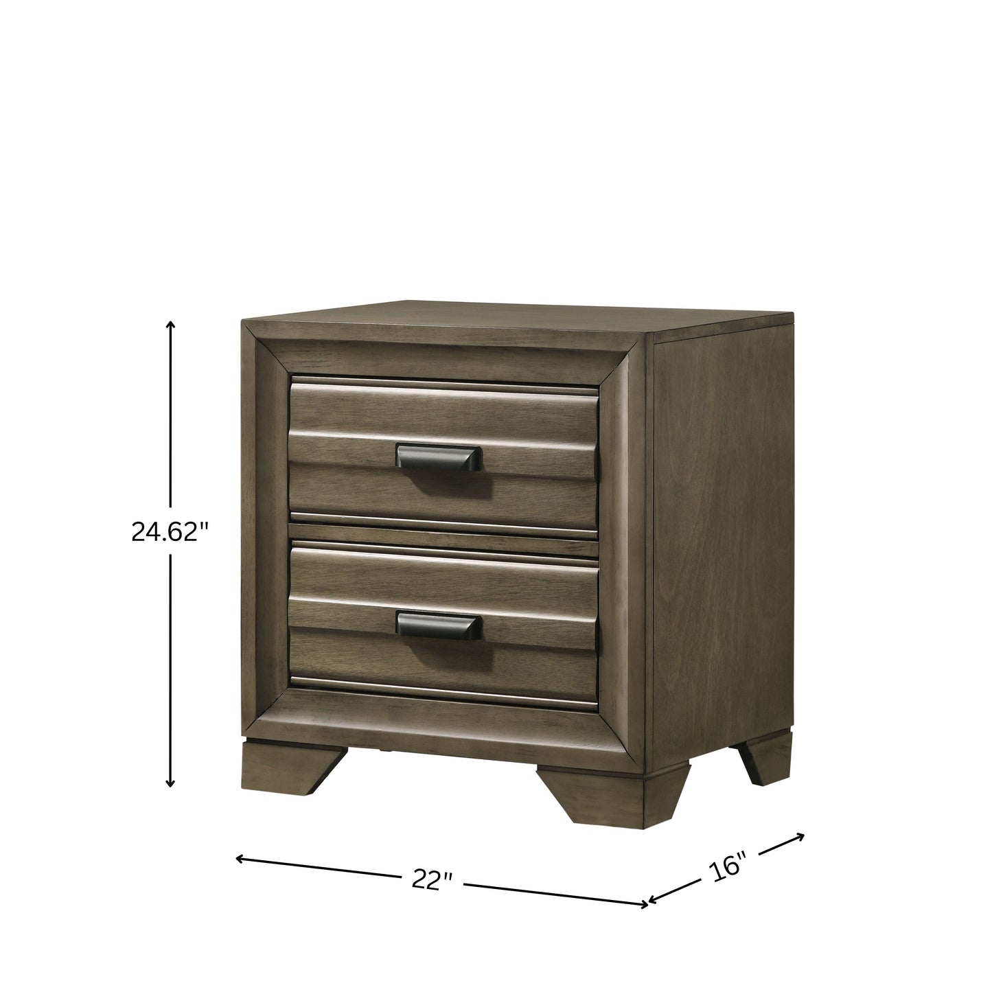Loiret Light Gray Finish Wood 2-Drawer Nightstand