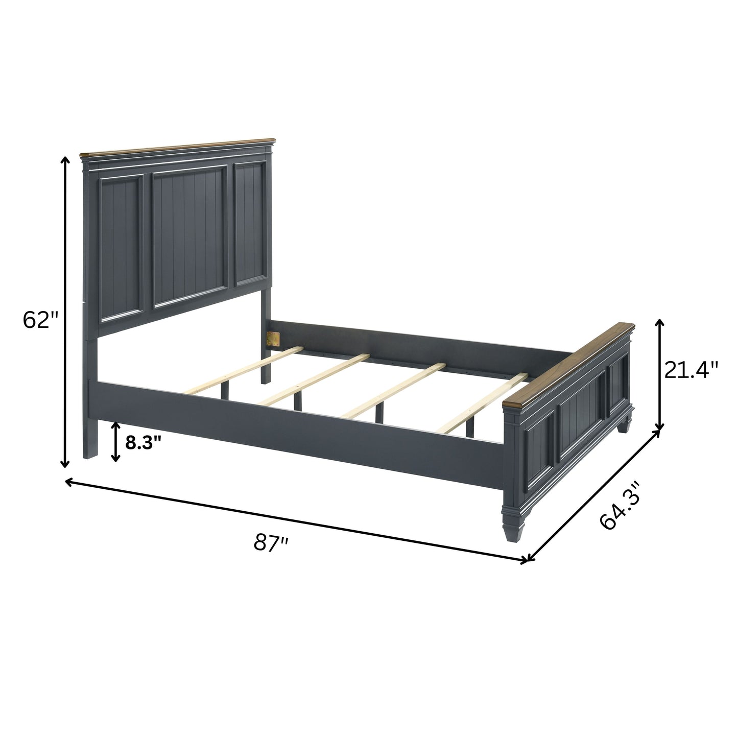 Roundhill Furniture Clelane Wood Bedroom Set with Shiplap Panel Bedroom Collection, Slate Blue