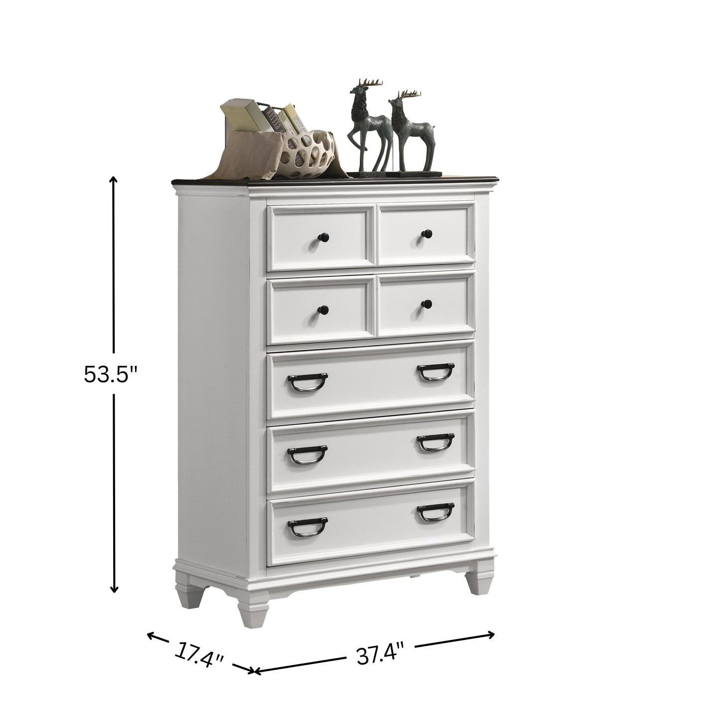 Roundhill Furniture Clelane Wood 5-Drawer Chest