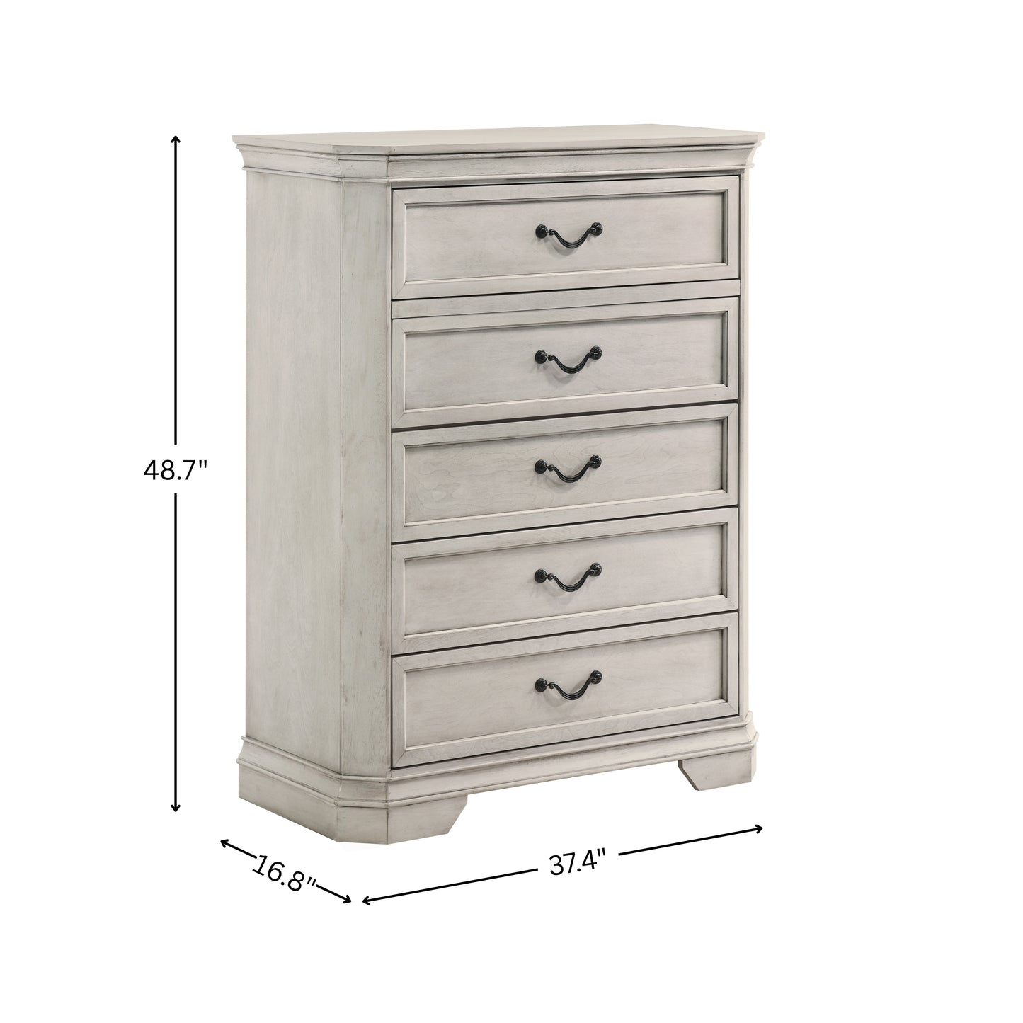 Roundhill Furniture Maderne Traditional Wood 5-Drawer Chest