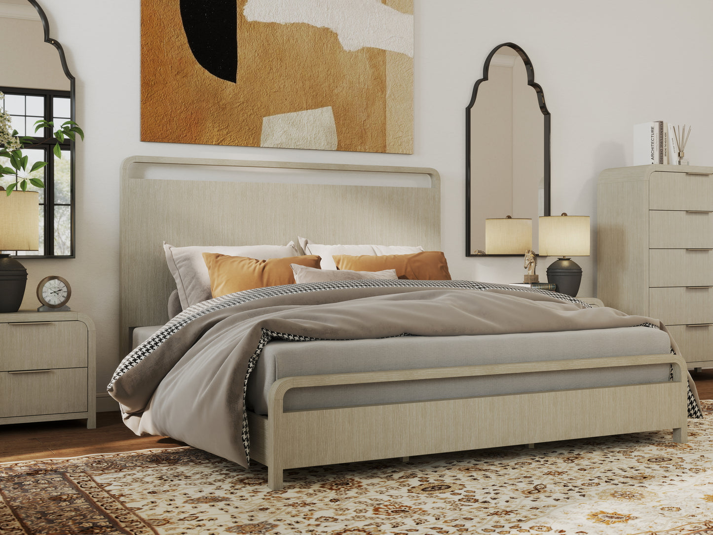 Roundhill Furniture Tavari Bedroom Collection in Light Gray