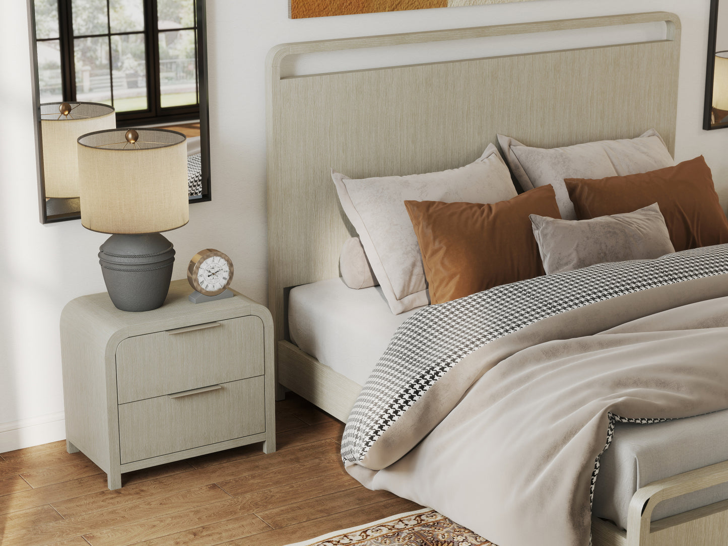 Roundhill Furniture Tavari Bedroom Collection in Light Gray