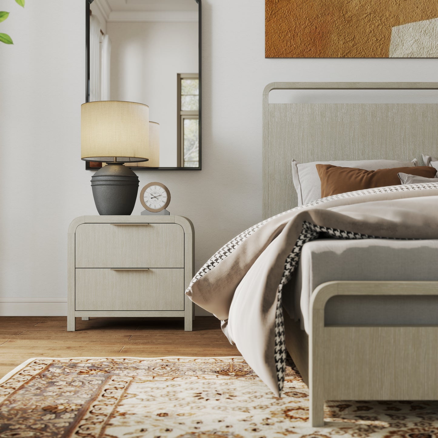 Roundhill Furniture Tavari Bedroom Collection in Light Gray