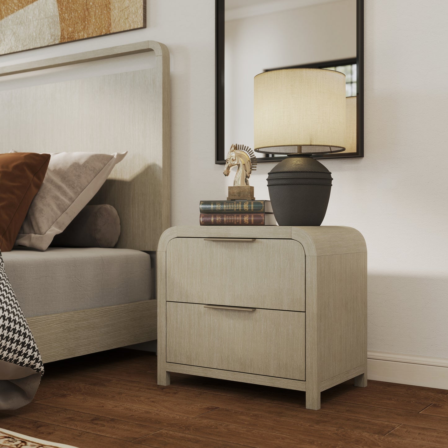 Roundhill Furniture Tavari Bedroom Collection in Light Gray
