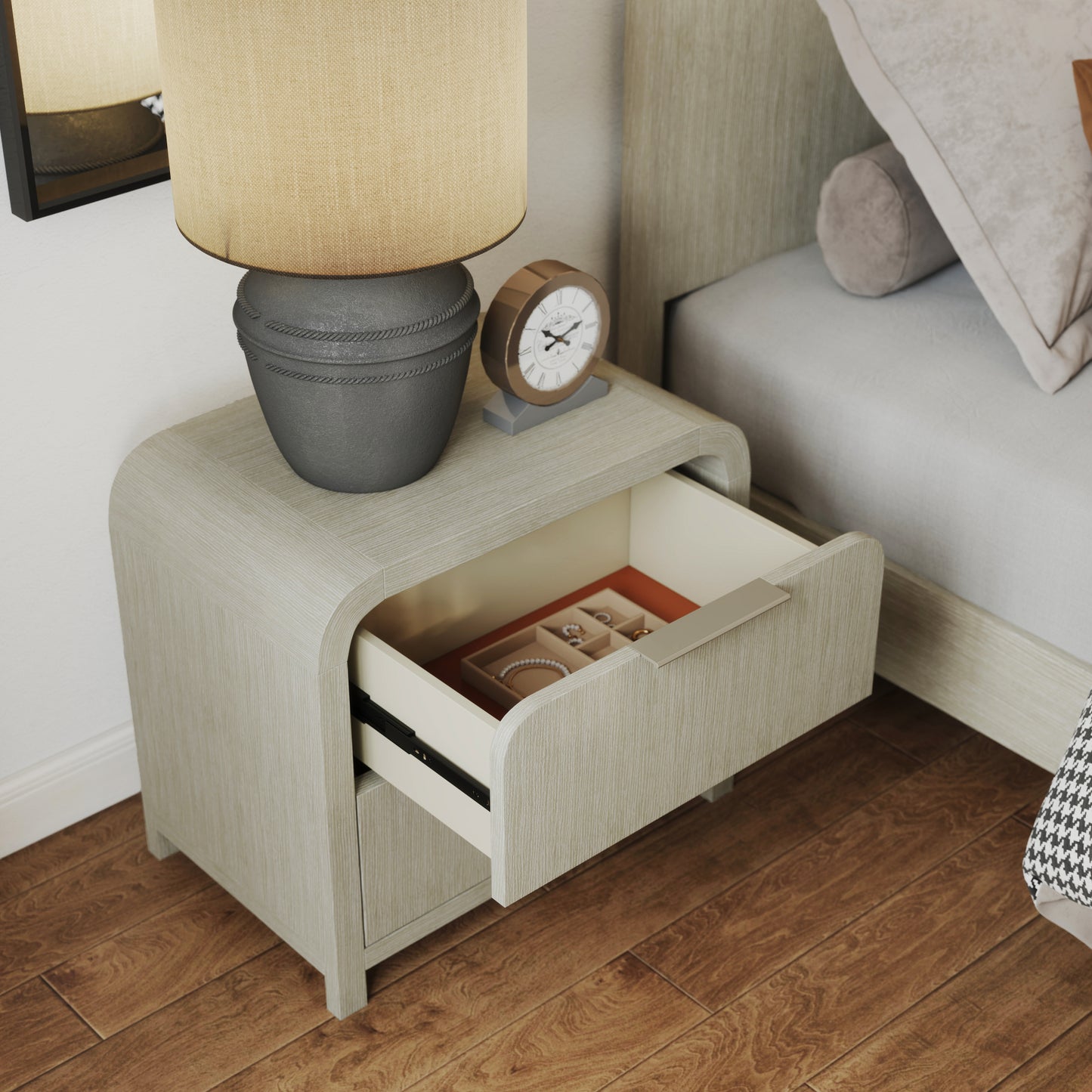 Roundhill Furniture Tavari Bedroom Collection in Light Gray