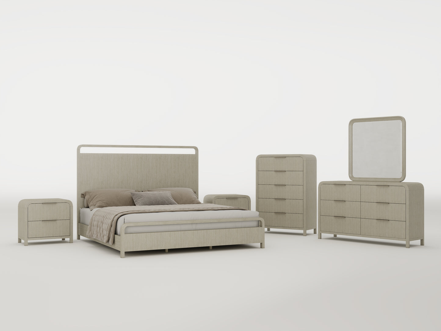 Roundhill Furniture Tavari Bedroom Collection in Light Gray
