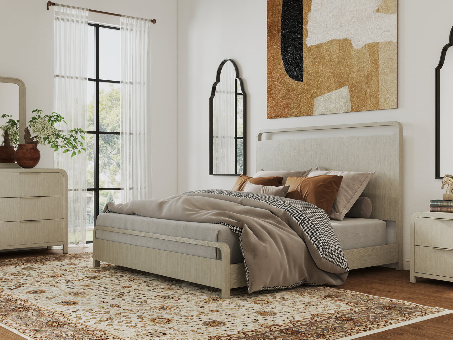 Roundhill Furniture Tavari Wood Panel Bed, Light Gray Finish