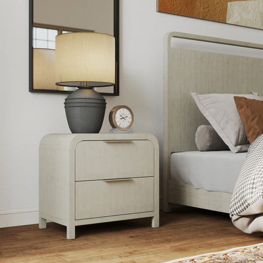 Roundhill Furniture Tavari Contemporary 2-Drawer Wood Nightstand, Light Gray