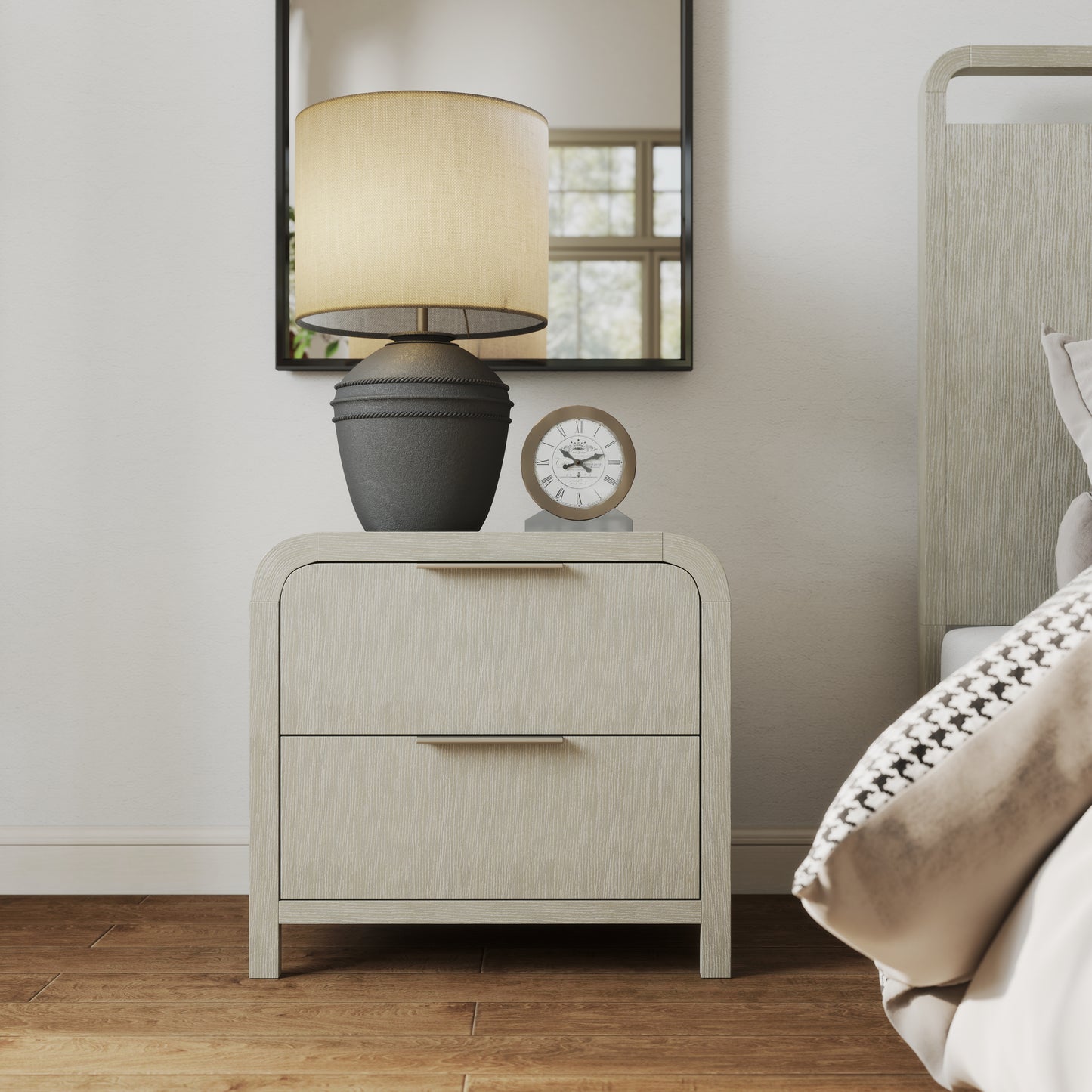 Roundhill Furniture Tavari Contemporary 2-Drawer Wood Nightstand, Light Gray