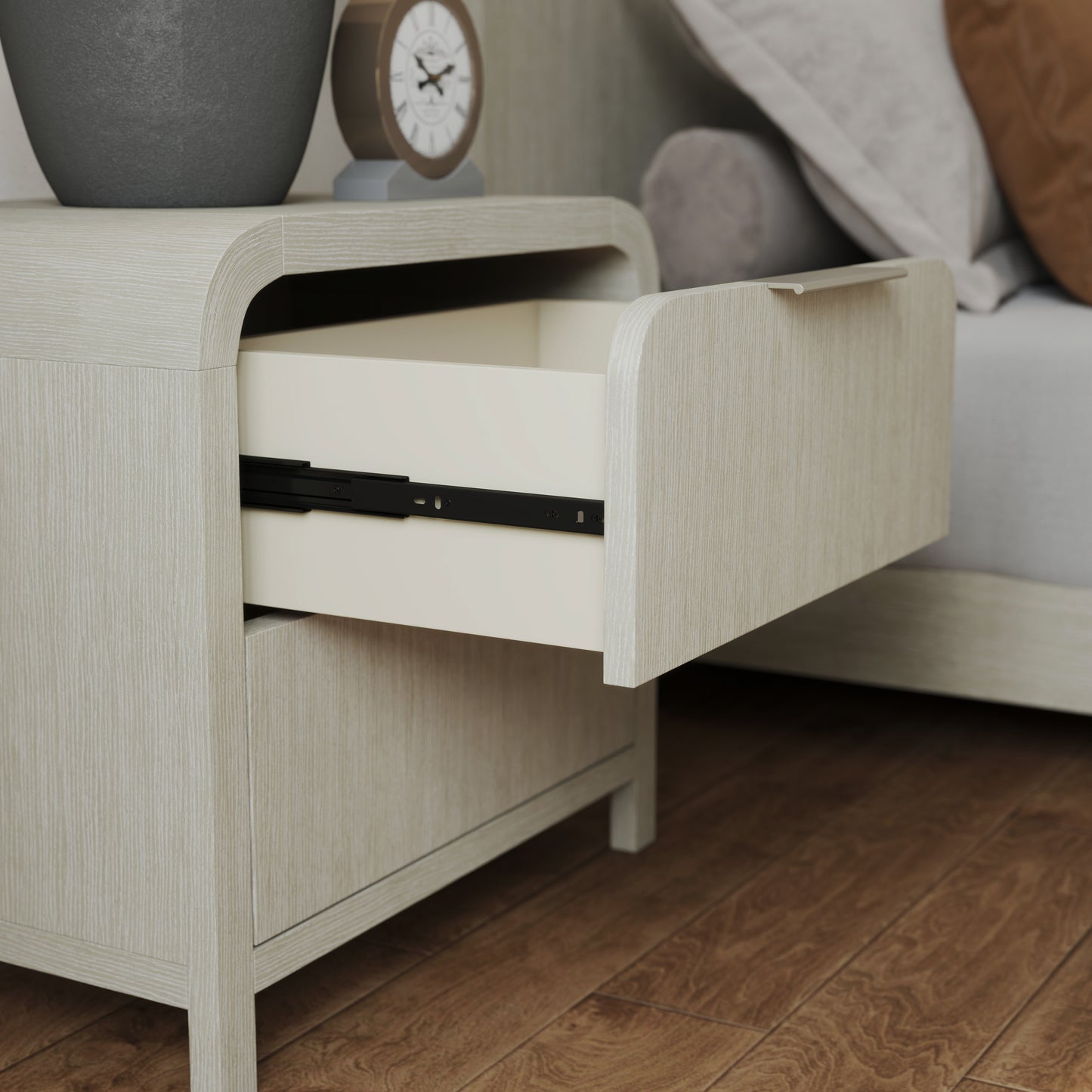 Roundhill Furniture Tavari Contemporary 2-Drawer Wood Nightstand, Light Gray