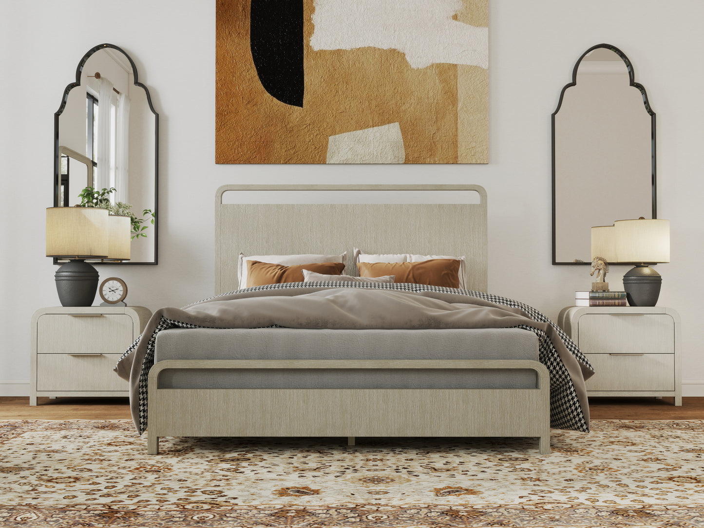 Roundhill Furniture Tavari Bedroom Collection in Light Gray