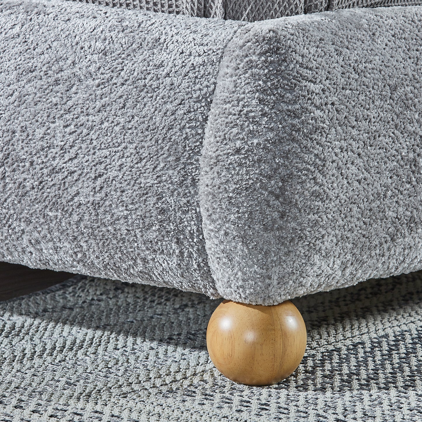 Roundhill Furniture Lunara Gray Upholstered Platform Bed with Bun Feet
