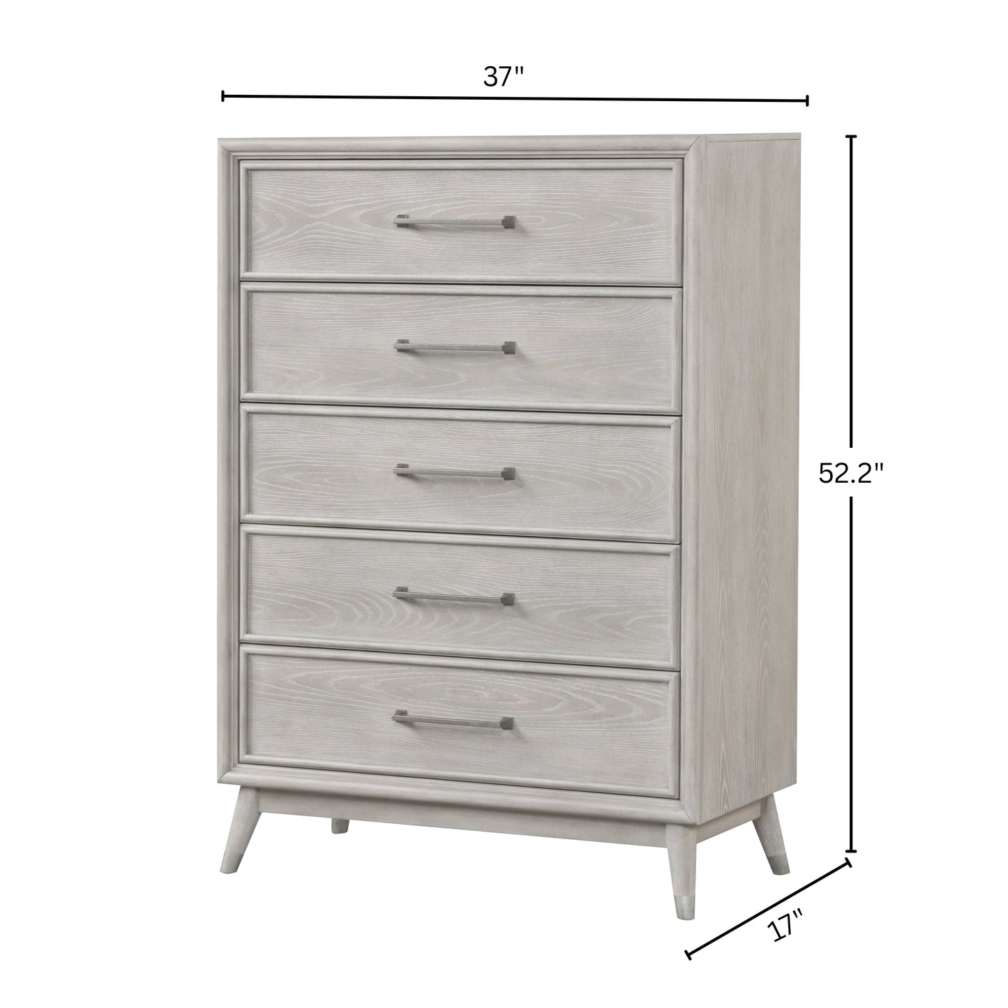 Roundhill Furniture Seluna 5-Drawer Bedroom Chest, Gray Oak Finish
