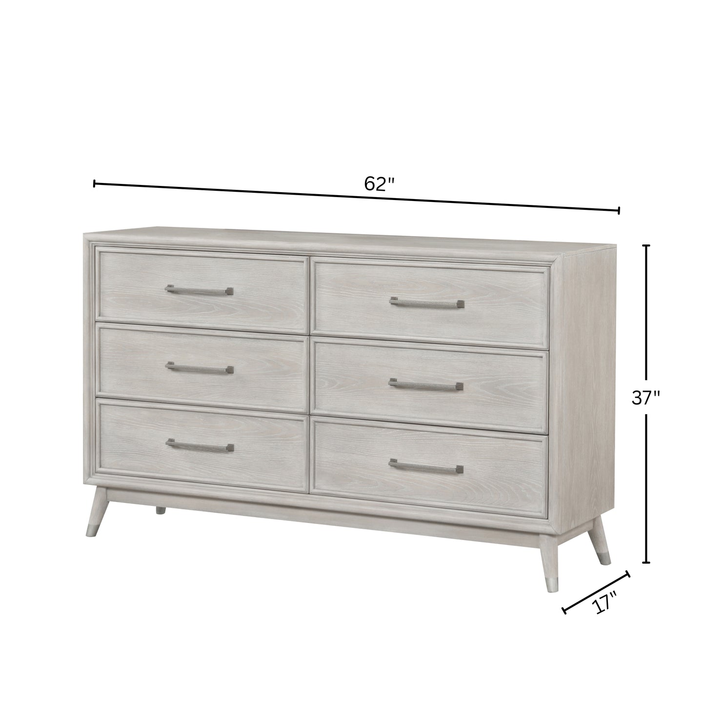 Roundhill Furniture Seluna 6-Drawer Bedroom Dresser, Gray Oak Finish