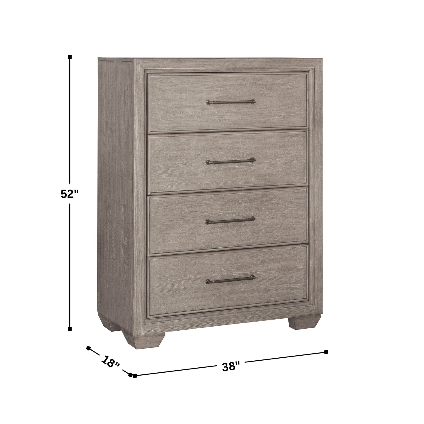 Ennesley Gray Wood 4 Drawers Chest