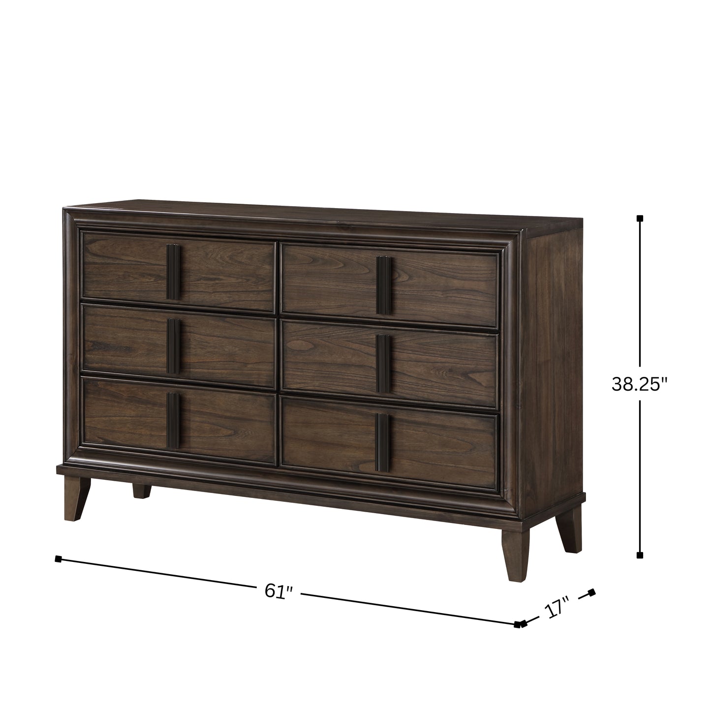 Aetheria Contemporary Wood 6-Drawer Dresser in Dark Brown