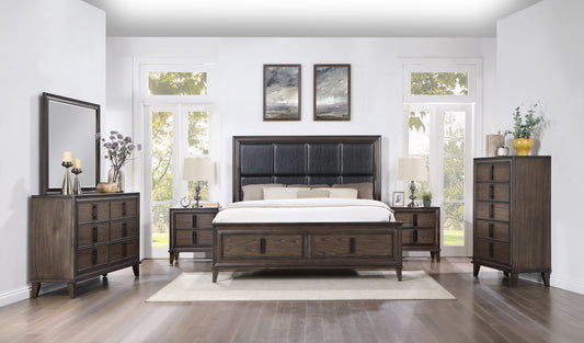 Aetheria Contemporary Wood Bedroom Collection, Dark Brown