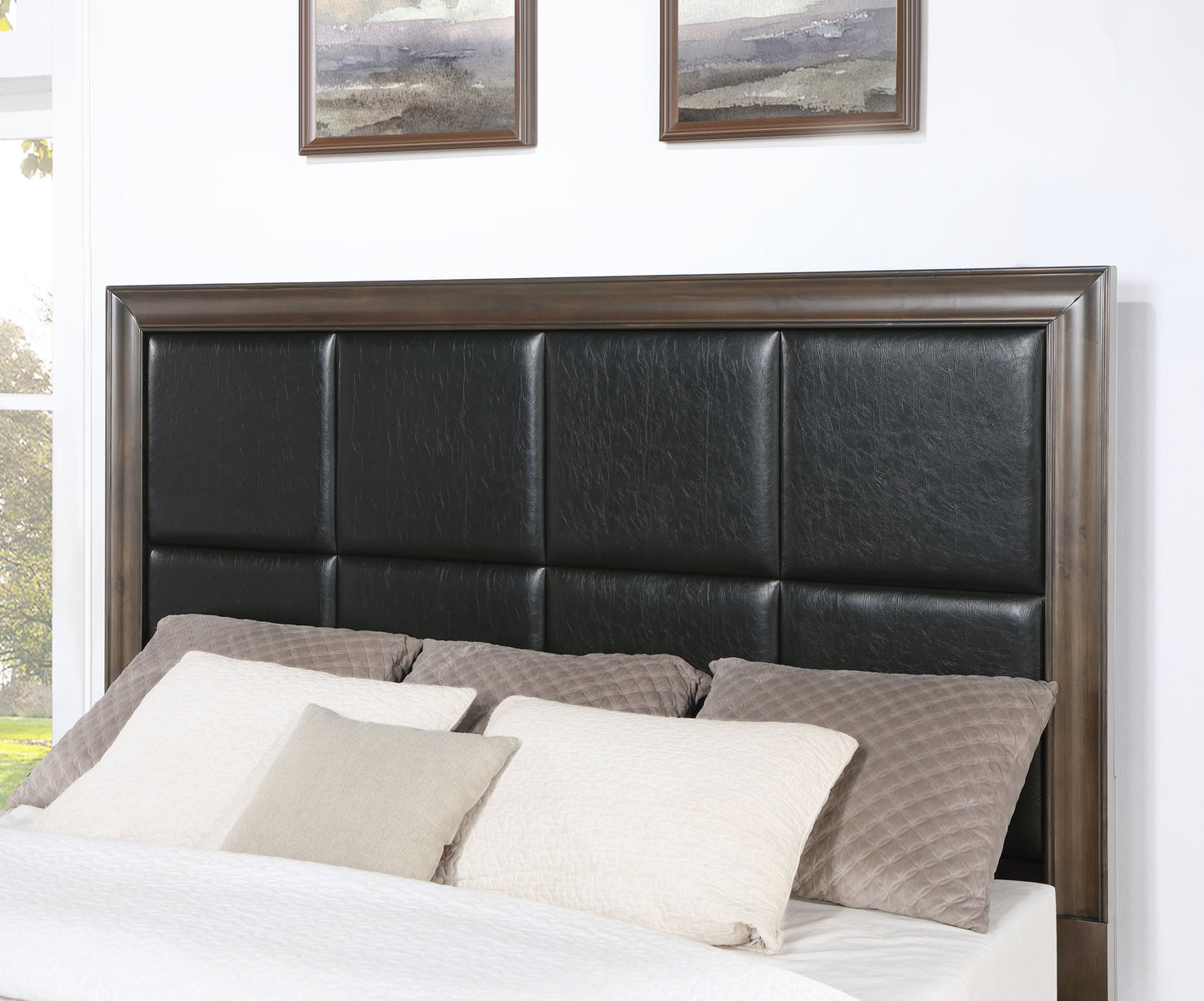 Aetheria Contemporary Wood Upholstered Storage Panel Bed, Dark Brown