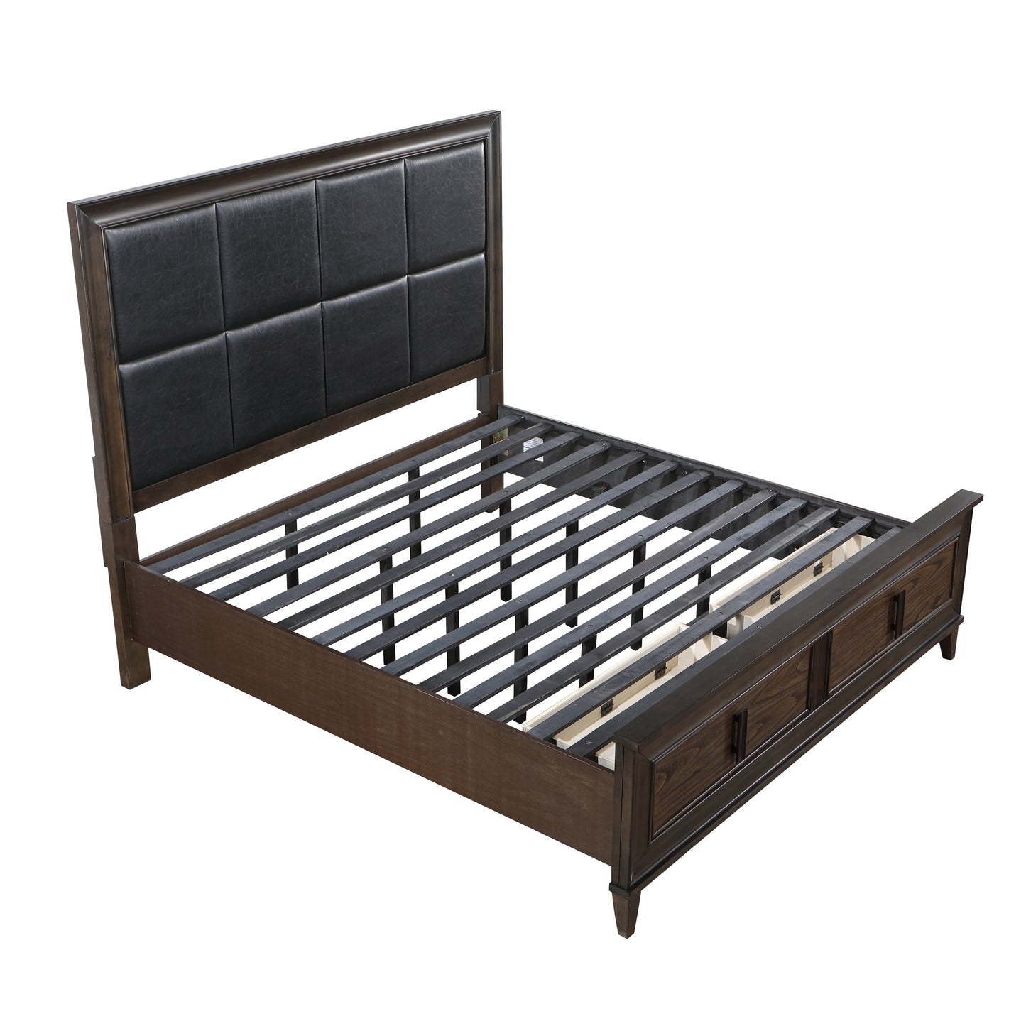 Aetheria Contemporary Wood Upholstered Storage Panel Bed, Dark Brown