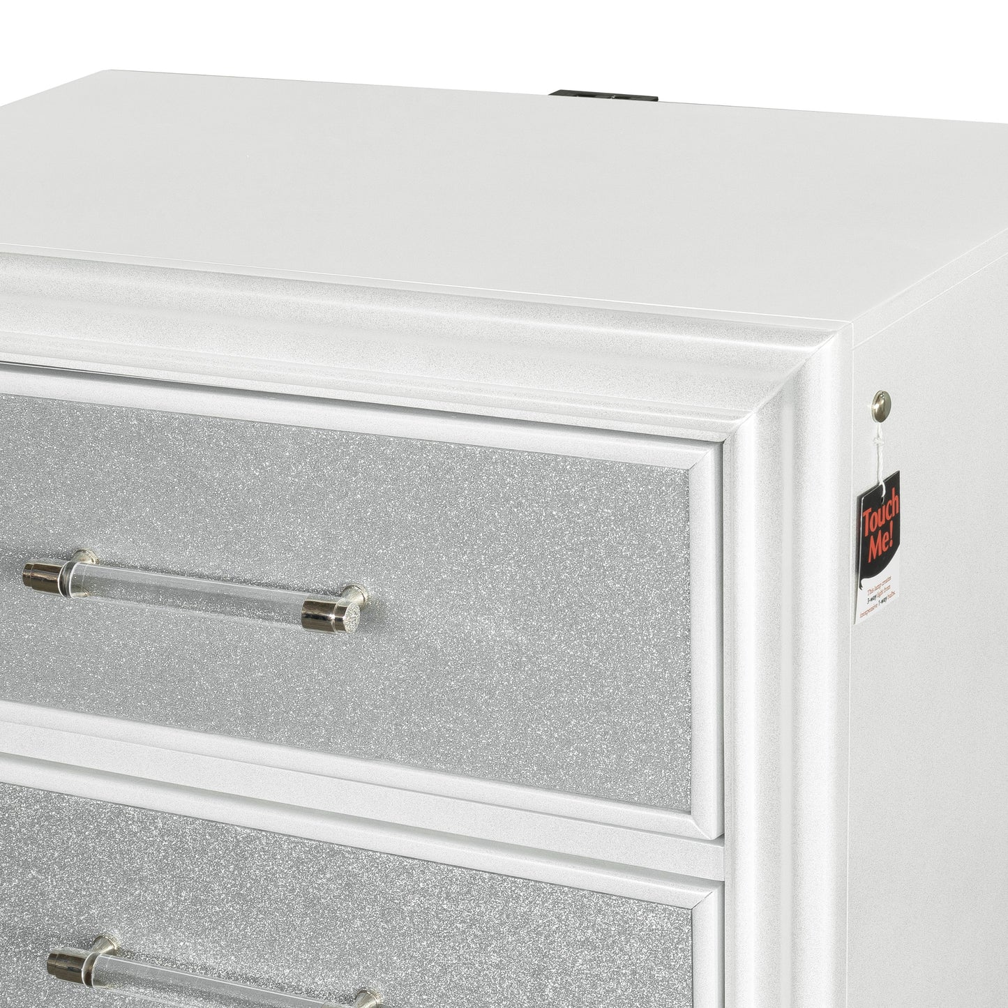 Galaxy 2-Drawer Bedroom Nightstand with LED Lights, Pearlized White