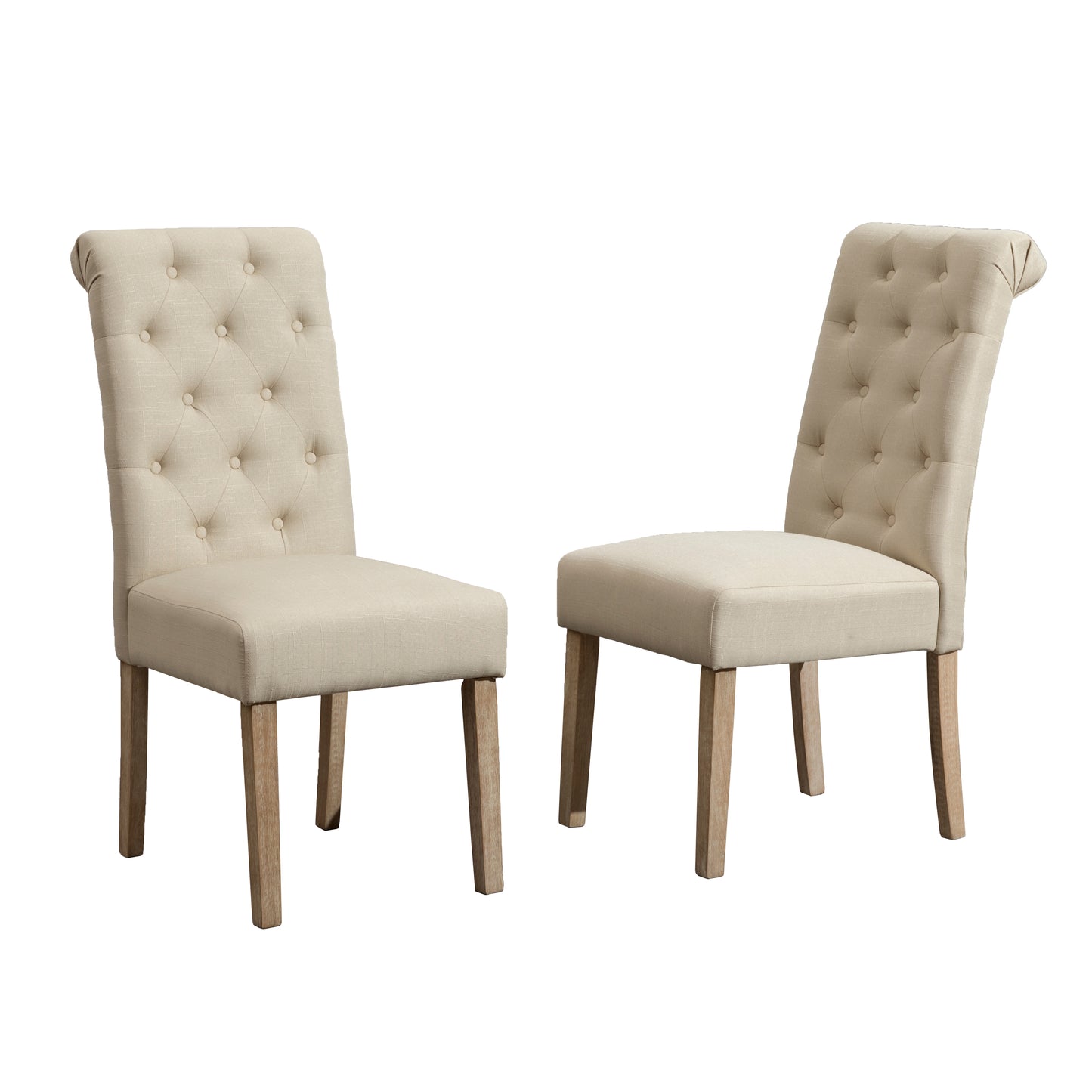 Habit Tan Solid Wood Tufted Parsons Dining Chair ,Set of 2
