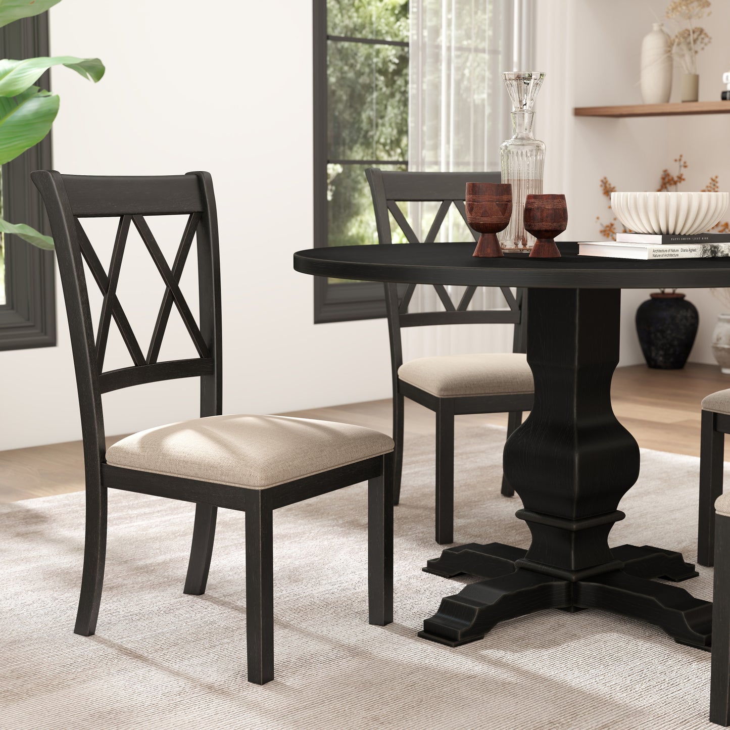 Windvale Upholstered Cross-back Dining Chair, Set of 2