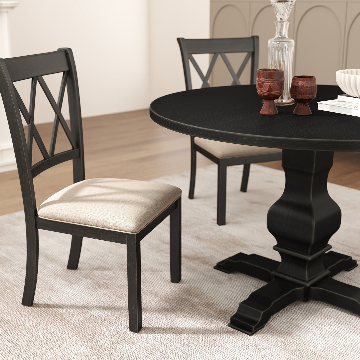 Windvale Upholstered Cross-back Dining Chair, Set of 2