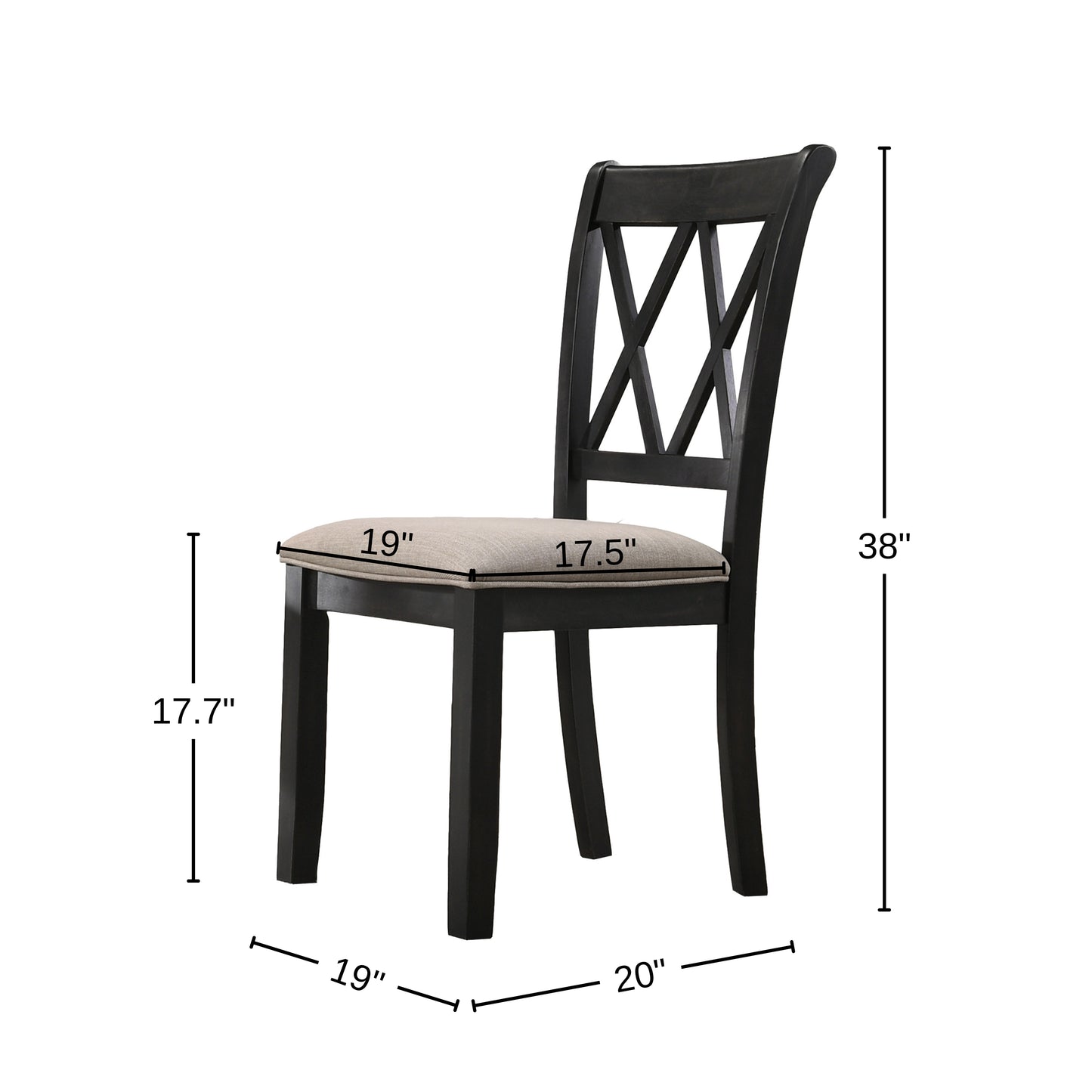 Windvale Fabric Upholstered Dining Chair in Black, Set of 2