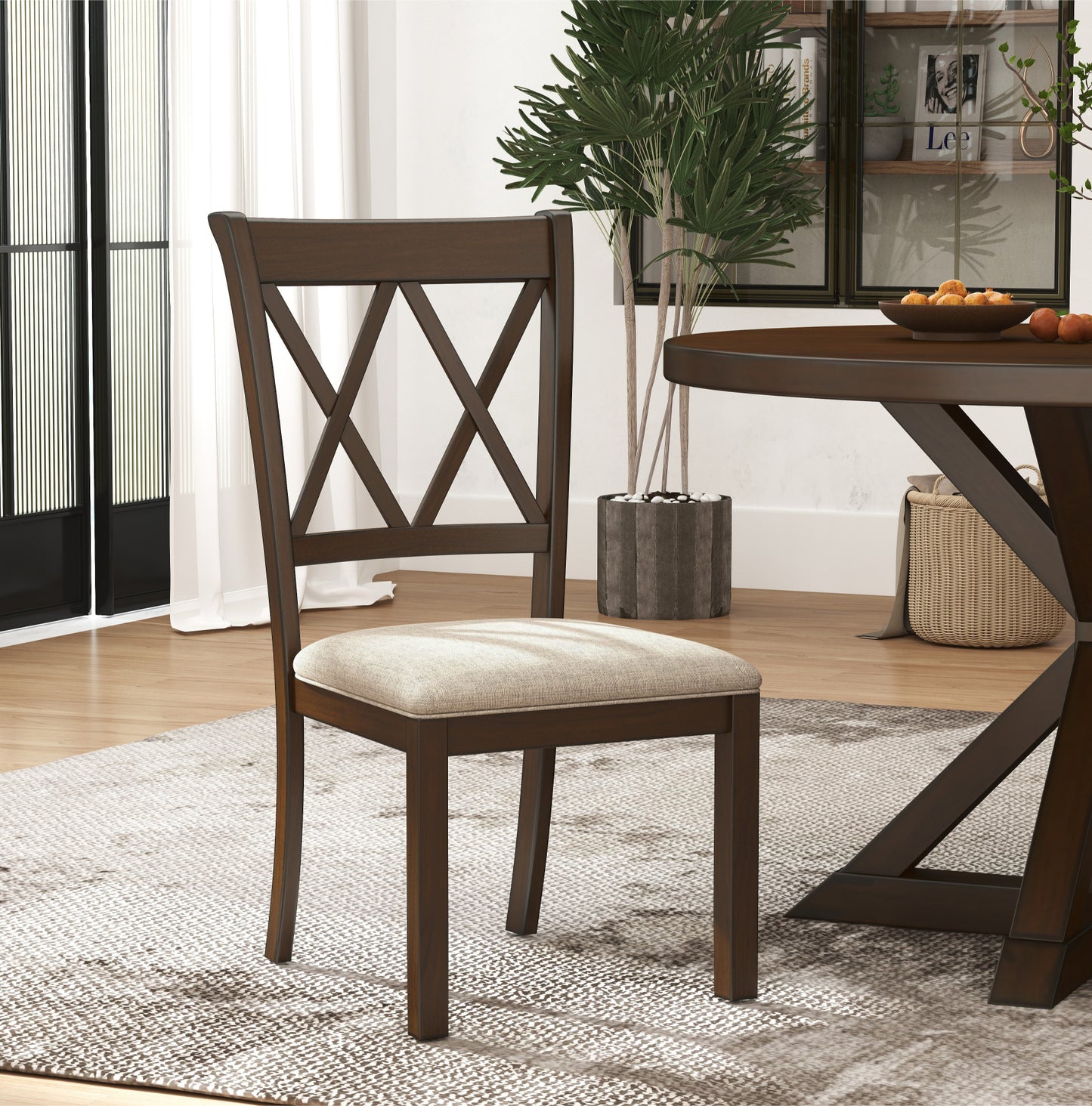 Windvale Upholstered Cross-back Dining Chair, Set of 2