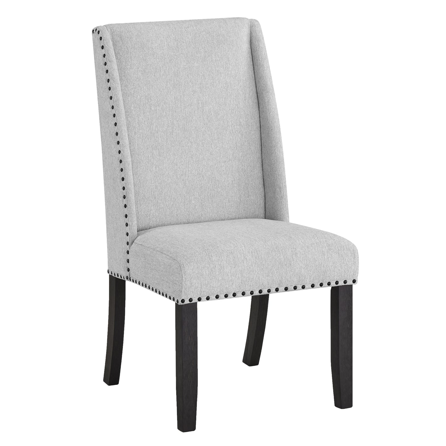 Roundhill Furniture Hirima Modern Elegance Dining Chairs Set of 2 - Light Gray Upholstery with Matte Black Nailhead Trim