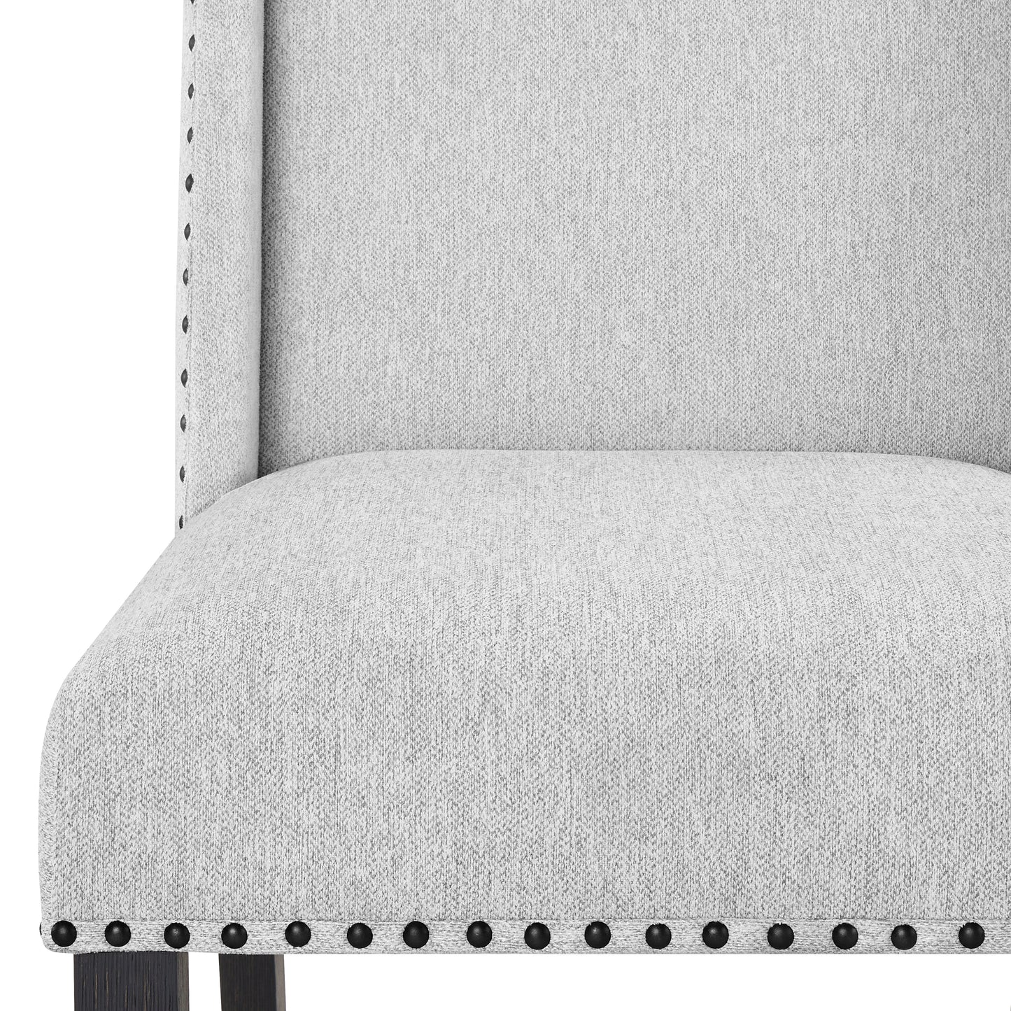 Roundhill Furniture Hirima Modern Elegance Dining Chairs Set of 2 - Light Gray Upholstery with Matte Black Nailhead Trim