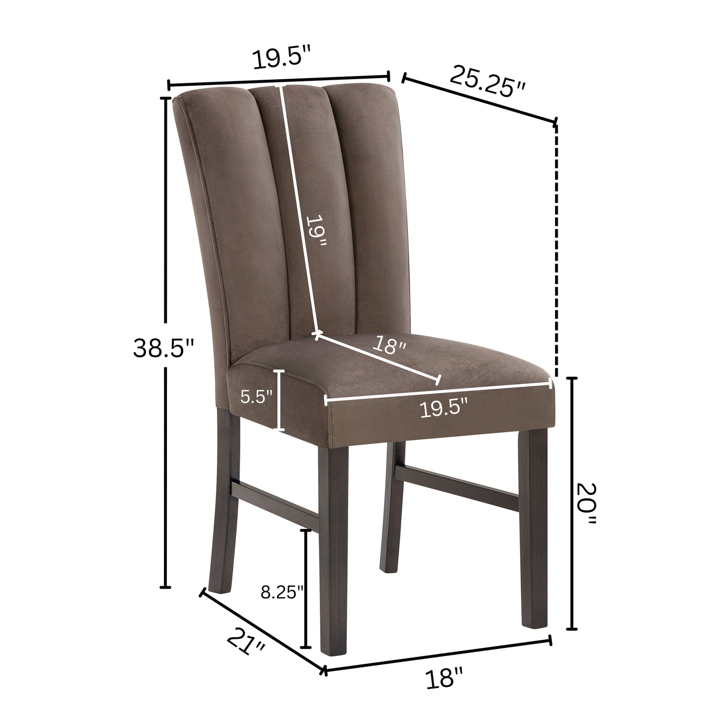 Roundhill Furniture Strata Velvet Upholstered Dining Chairs, Set of 2, Chocolate