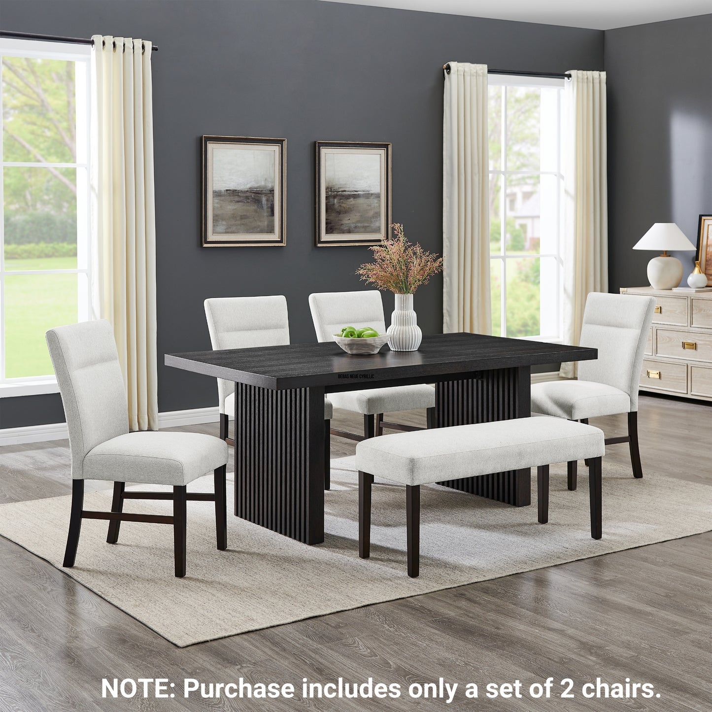 Roundhill Furniture Madison Contemporary Upholstered Dining Chairs, Set of 2, Gray