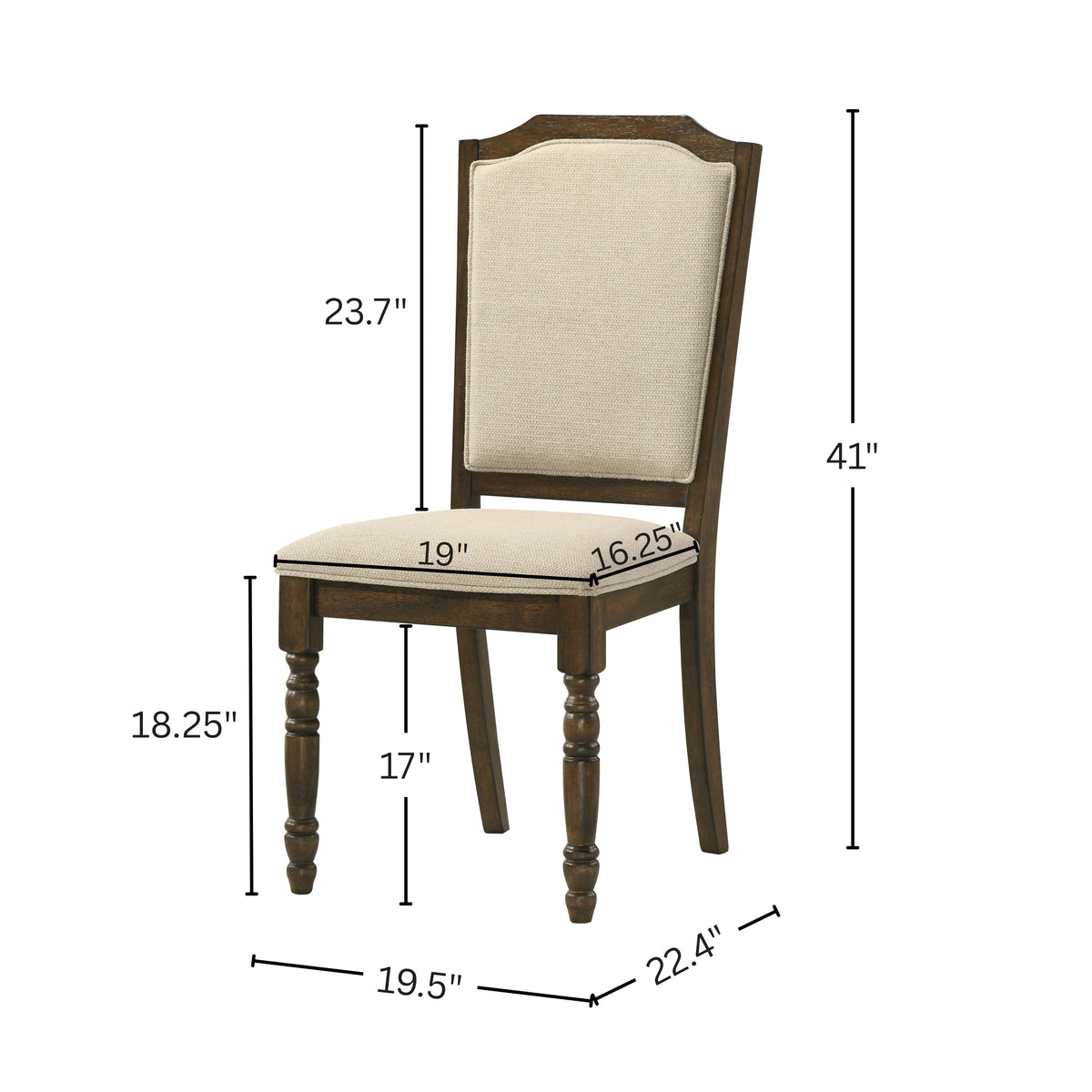 Roundhill Furniture Iris Turned Leg Wood Dining Chair, Set of 2