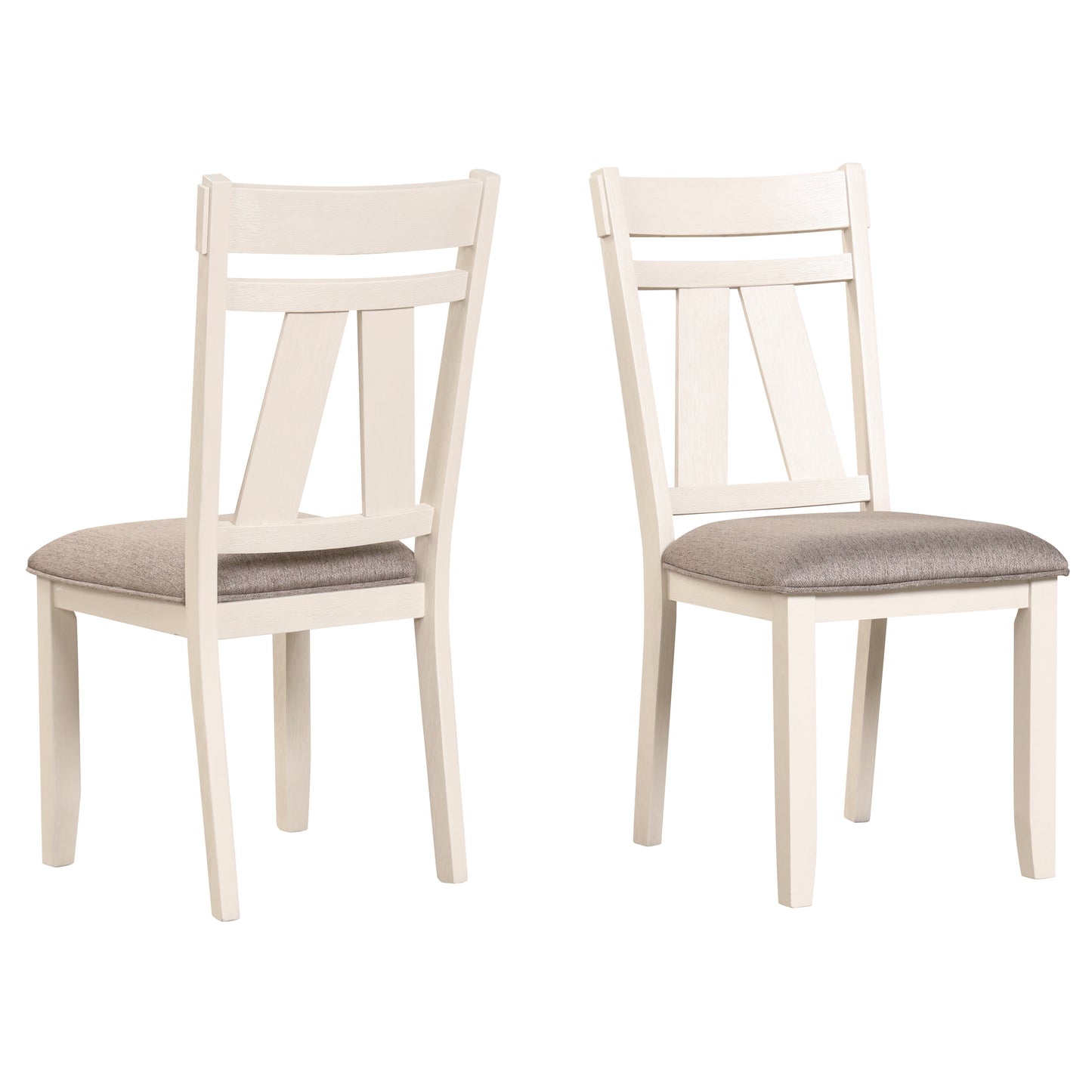 Roundhill Furniture Fasena 5-Piece Dining Set, Trestle Dining Table with 4 Chairs in Rustic Gray and Off White Finish