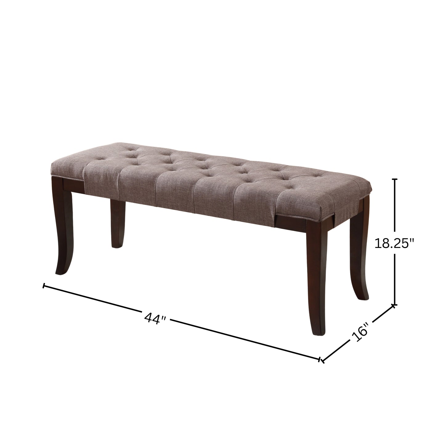 Linon Brown Fabric Tufted Ottoman Bench