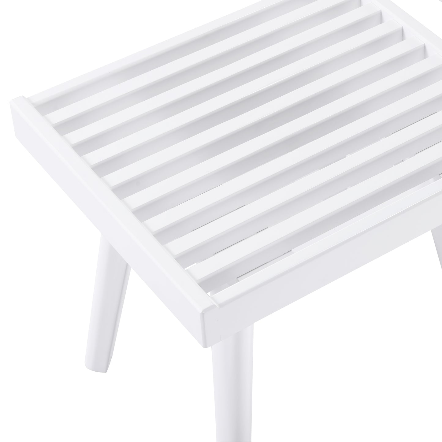 Roundhill Furniture Larwich Solid Wood Slatted Bench, 19-Inch Long, White