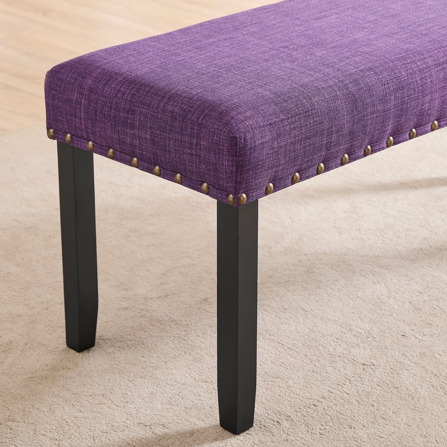 Roundhill Furniture Biony Fabric Dining Bench with Nailhead Trim