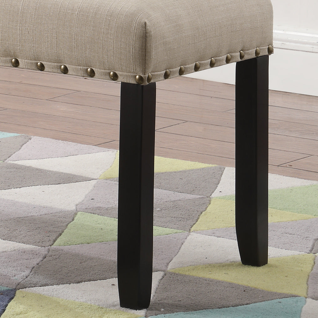 Roundhill Furniture Biony Fabric Dining Bench with Nailhead Trim