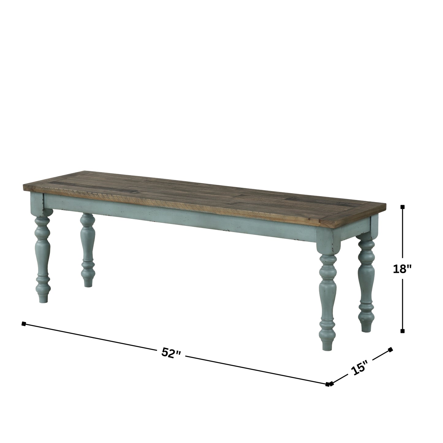 Prato Two-Tone Wood Upholstered Dining Bench