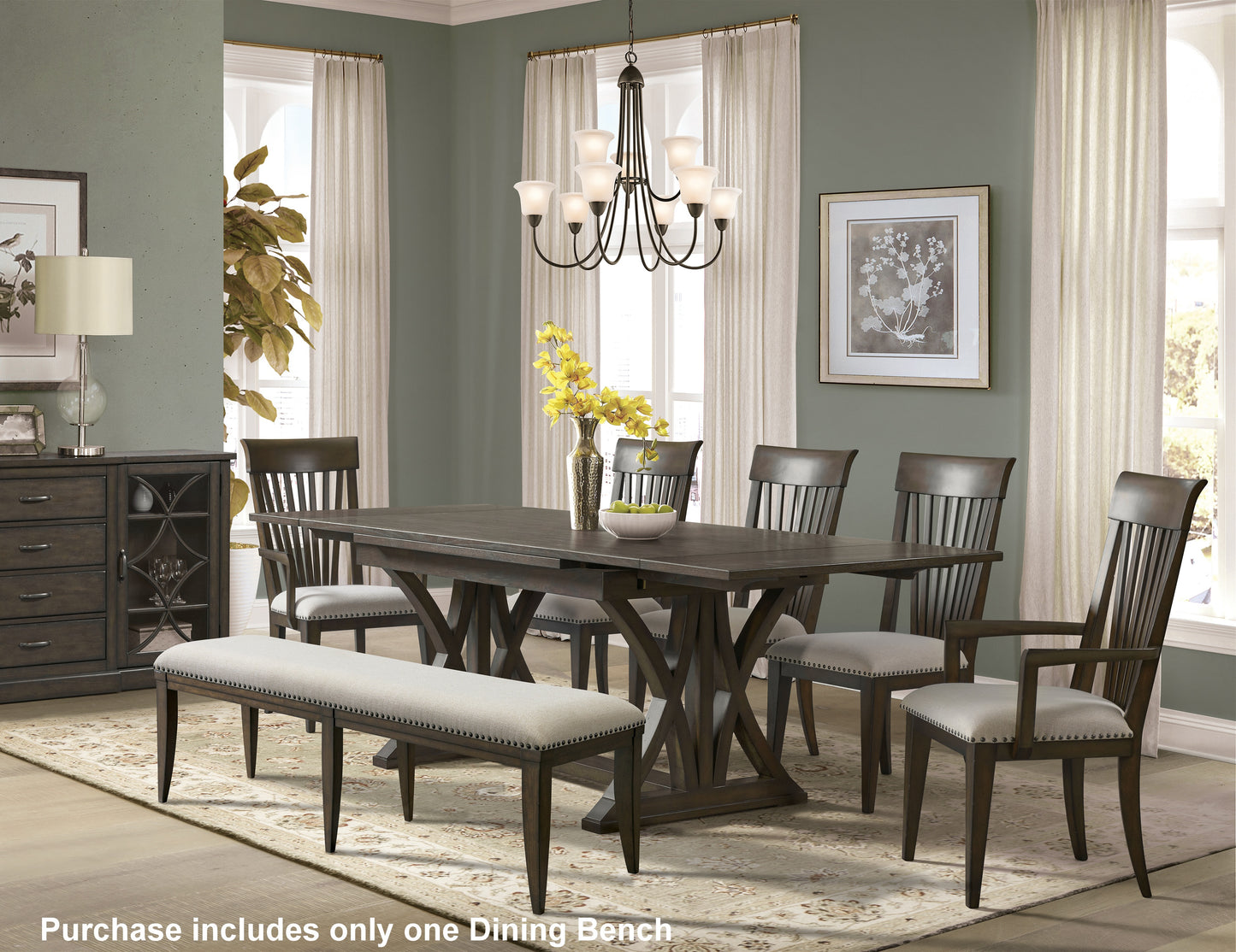 Grant Nailhead Trim Upholstered Dining Bench, Beige