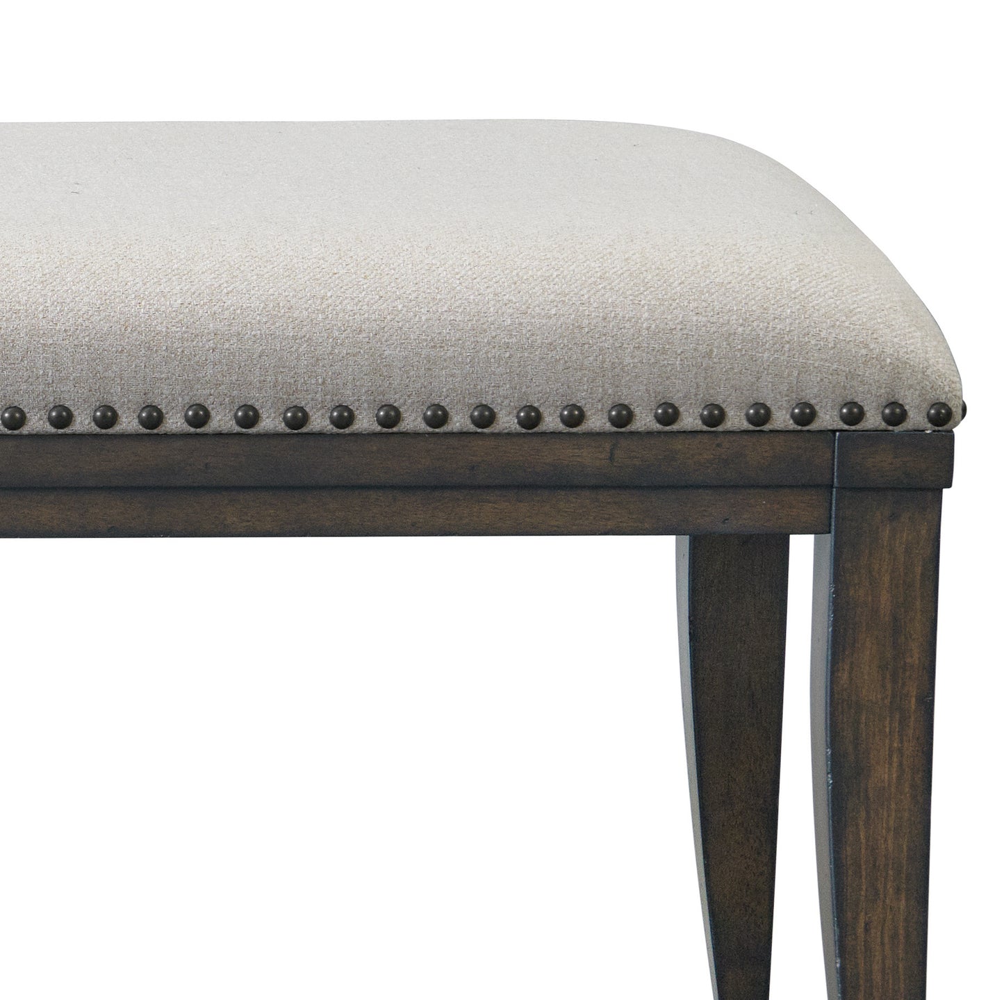Grant Nailhead Trim Upholstered Dining Bench, Beige