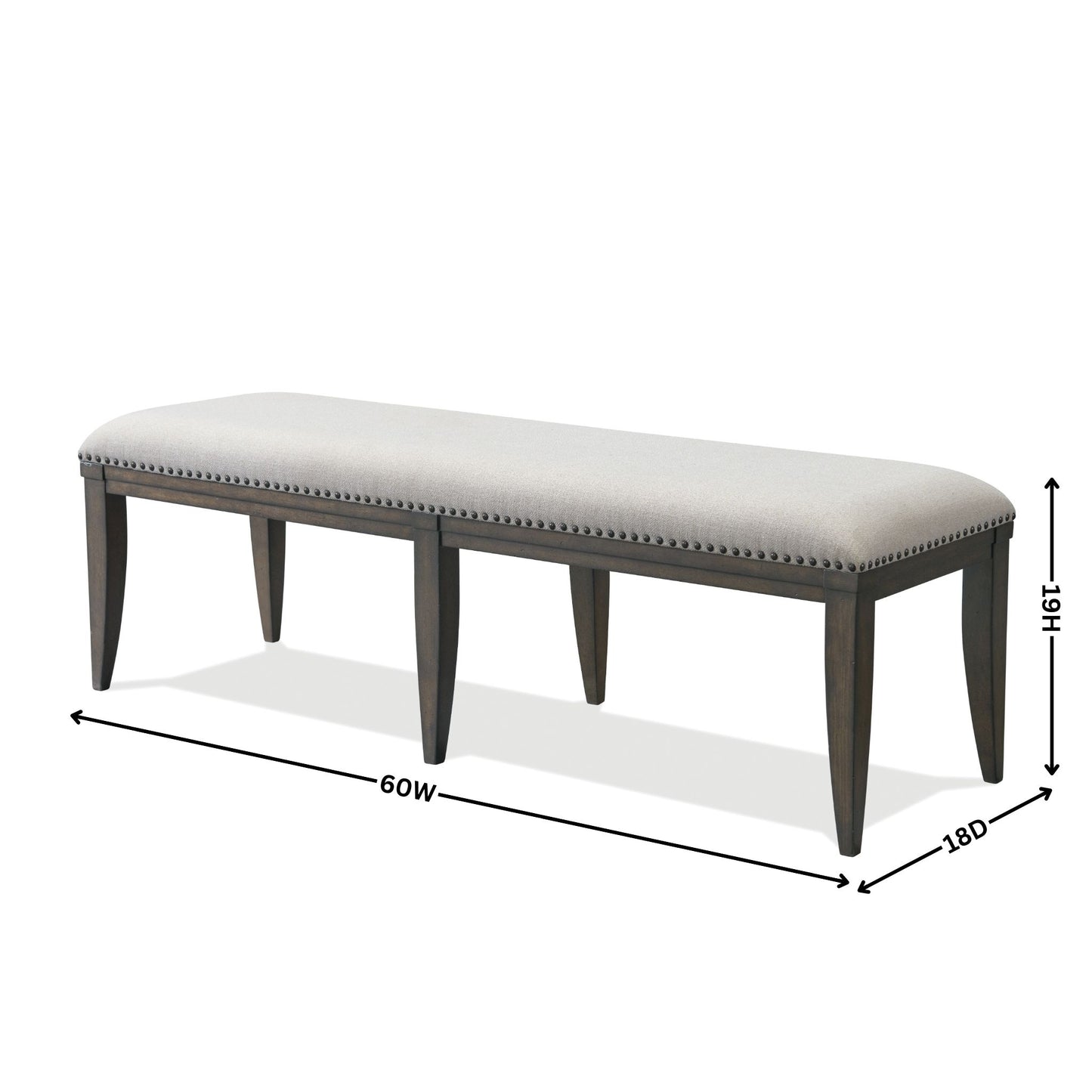 Grant Nailhead Trim Upholstered Dining Bench, Beige